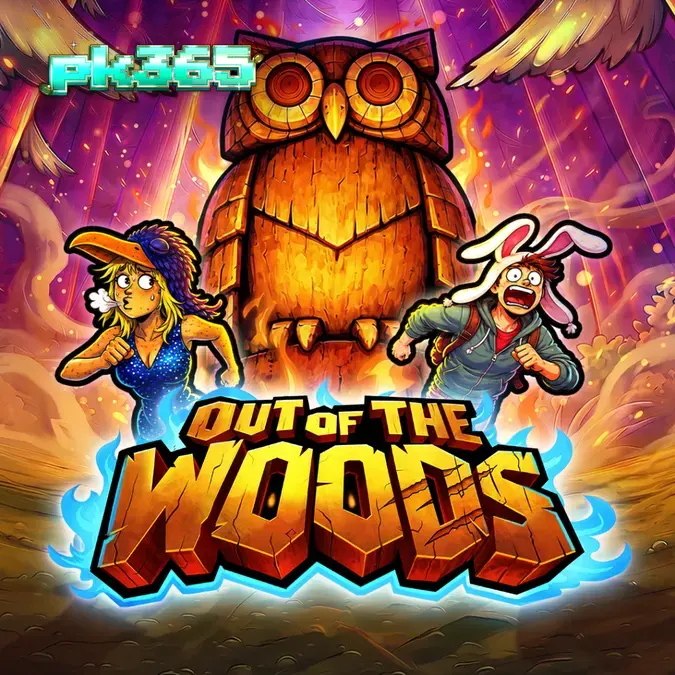 Tampilan visual slot Out Of The Woods dengan nuansa hutan gelap dan simbol misterius